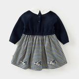 Dave&Bella Toddler Girls Navy Blue Plaid Cute A-line Princess Dress -1