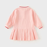 Dave&Bella Toddler Girls Sweet Candy Pink Polo Collar College-style A-line Dress