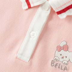 Dave&Bella Toddler Girls Autumn Sweet Candy Pink Polo Collar College-style A-line Dress