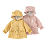 Dave&Bella Toddler Girls Sweet Pink/Yellow Outwear Hooded Coats