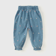Dave&Bella Children Girls Spring Bow Tie Casual Loose Pants