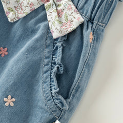 Dave&Bella Children Girls Spring Bow Tie Casual Loose Pants