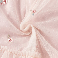 Dave&Bella Toddler Girls Autumn Sweet Pink Embroidery Mesh Princess Dress (wallet bag)