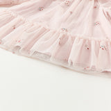 Dave&Bella Toddler Girls Sweet Pink Embroidery Mesh Princess Dress (wallet bag)