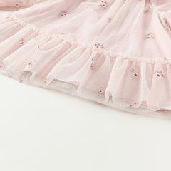 Dave&Bella Toddler Girls Autumn Sweet Pink Embroidery Mesh Princess Dress (wallet bag)