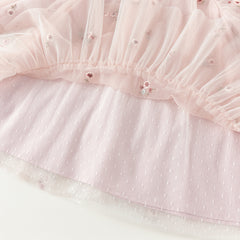 Dave&Bella Toddler Girls Autumn Sweet Pink Embroidery Mesh Princess Dress (wallet bag)