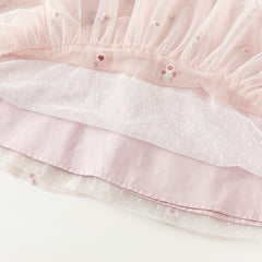 Dave&Bella Toddler Girls Autumn Sweet Pink Embroidery Mesh Princess Dress (wallet bag)
