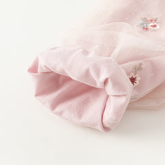 Dave&Bella Toddler Girls Autumn Sweet Pink Embroidery Mesh Princess Dress (wallet bag)
