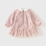 Dave&Bella Toddler Girls Sweet Pink Embroidery Mesh Princess Dress (wallet bag)