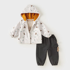 Dave&Bella Spring Boys Windbreaker Waterproof Hooded Top Coat Jacket