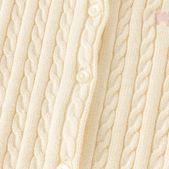 Dave&Bella Kid Girls Light Pink/Beige Classic Breathable Cotton Sweater Cardigans