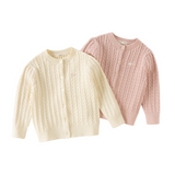 Dave&Bella Kid Girls Light Pink/Beige Classic Breathable Cotton Sweater Cardigans