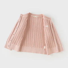 Dave&Bella Kid Girls Light Pink/Beige Classic Breathable Cotton Sweater Cardigans