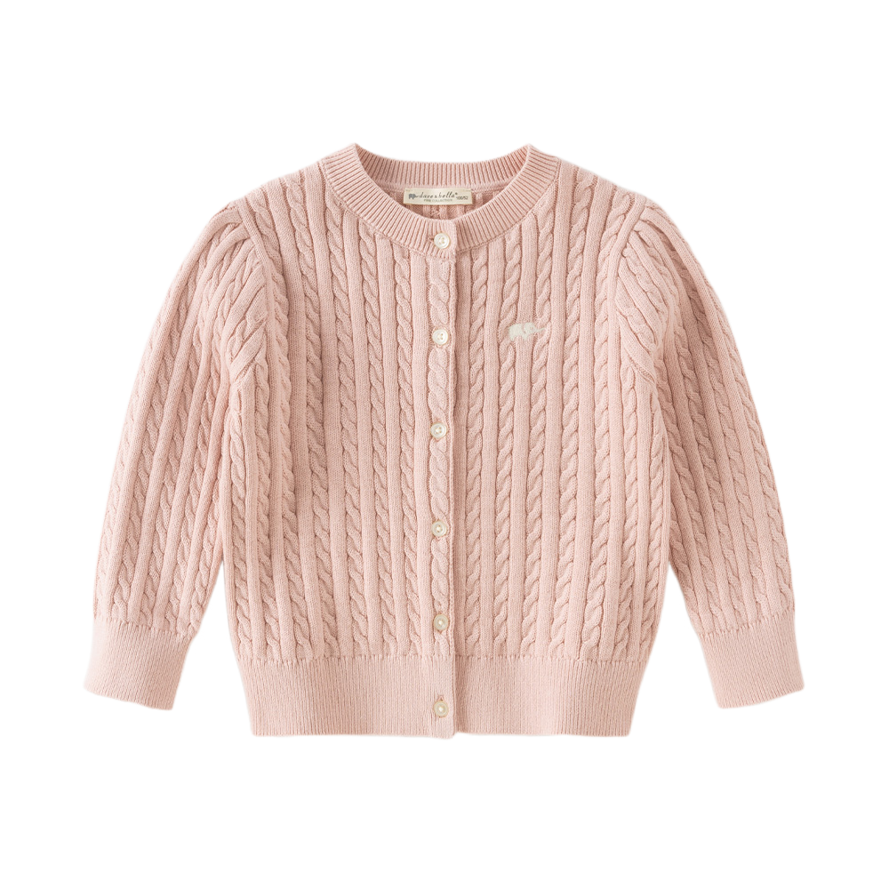 Dave&Bella Kid Girls Light Pink/Beige Classic Breathable Cotton Sweater Cardigans