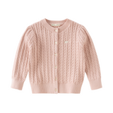 Dave&Bella Kid Girls Light Pink/Beige Classic Breathable Cotton Sweater Cardigans