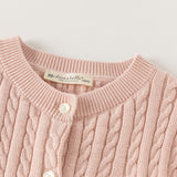 Dave&Bella Kid Girls Light Pink/Beige Classic Breathable Cotton Sweater Cardigans