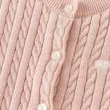 Dave&Bella Kid Girls Light Pink/Beige Classic Breathable Cotton Sweater Cardigans