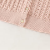 Dave&Bella Kid Girls Light Pink/Beige Classic Breathable Cotton Sweater Cardigans