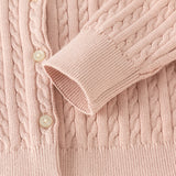 Dave&Bella Kid Girls Light Pink/Beige Classic Breathable Cotton Sweater Cardigans