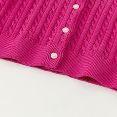 Dave&Bella Baby Girls Spring Casual Cotton Knit Sweater Overcoat Tops-Pink