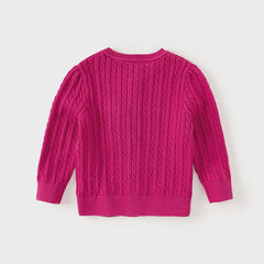 Dave&Bella Baby Girls Spring Casual Cotton Knit Sweater Overcoat Tops-Pink