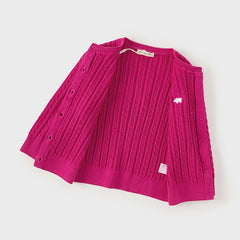 Dave&Bella Baby Girls Spring Casual Cotton Knit Sweater Overcoat Tops-Pink