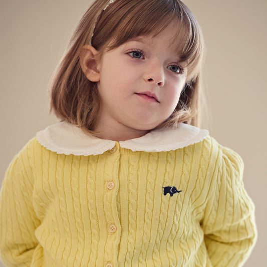 Dave&Bella  Baby Girls Spring Casual Cotton Knit Sweater Overcoat Tops-Yellow