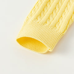 Dave&Bella  Baby Girls Spring Casual Cotton Knit Sweater Overcoat Tops-Yellow