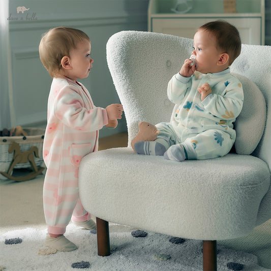 Dave&Bella Baby Girls/Boys Autumnn Print Fleece One-Pieces Romper