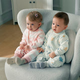 Dave&Bella Baby Girls/Boys Playful Multi-print Soft Fleece One-Pieces Cozy Romper
