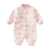 Dave&Bella Baby Girls/Boys Playful Multi-print Soft Fleece One-Pieces Cozy Romper
