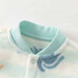 Dave&Bella Baby Girls/Boys Playful Multi-print Soft Fleece One-Pieces Cozy Romper