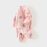 Dave&Bella Baby Girls/Boys Playful Multi-print Soft Fleece One-Pieces Cozy Romper