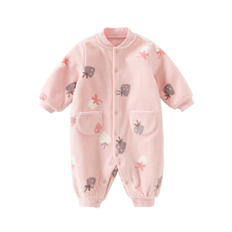 Dave&Bella Baby Girls/Boys Playful Multi-print Soft Fleece One-Pieces Cozy Romper