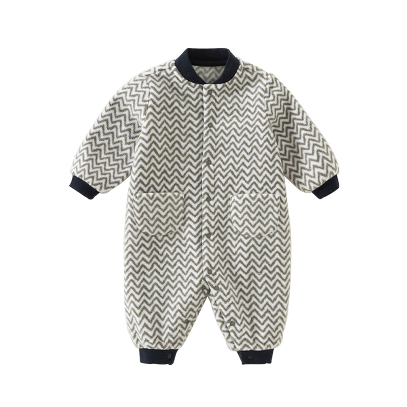 Dave&Bella Baby Girls/Boys Playful Multi-print Soft Fleece One-Pieces Cozy Romper