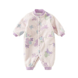 Dave&Bella Baby Girls/Boys Playful Multi-print Soft Fleece One-Pieces Cozy Romper