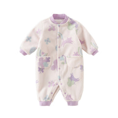 Dave&Bella Baby Girls/Boys Playful Multi-print Soft Fleece One-Pieces Cozy Romper