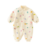 Dave&Bella Baby Girls/Boys Playful Multi-print Soft Fleece One-Pieces Cozy Romper