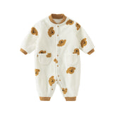 Dave&Bella Baby Girls/Boys Playful Multi-print Soft Fleece One-Pieces Cozy Romper