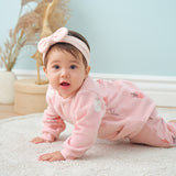 Dave&Bella Baby Girls/Boys Playful Multi-print Soft Fleece One-Pieces Cozy Romper