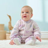 Dave&Bella Baby Girls/Boys Playful Multi-print Soft Fleece One-Pieces Cozy Romper