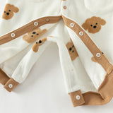 Dave&Bella Baby Girls/Boys Playful Multi-print Soft Fleece One-Pieces Cozy Romper