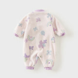 Dave&Bella Baby Girls/Boys Playful Multi-print Soft Fleece One-Pieces Cozy Romper