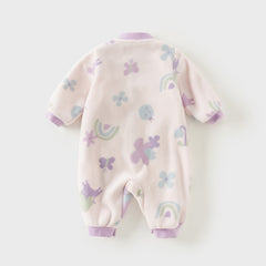 Dave&Bella Baby Girls/Boys Playful Multi-print Soft Fleece One-Pieces Cozy Romper