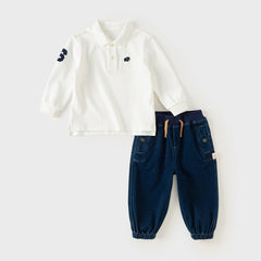 Dave&Bella Long Sleeve Polo Shirt for Spring and Autumn