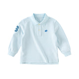 Dave&Bella Boys White Lightweight Cotton Long Sleeve Polo Shirt