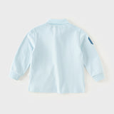 Dave&Bella Boys White Lightweight Cotton Long Sleeve Polo Shirt