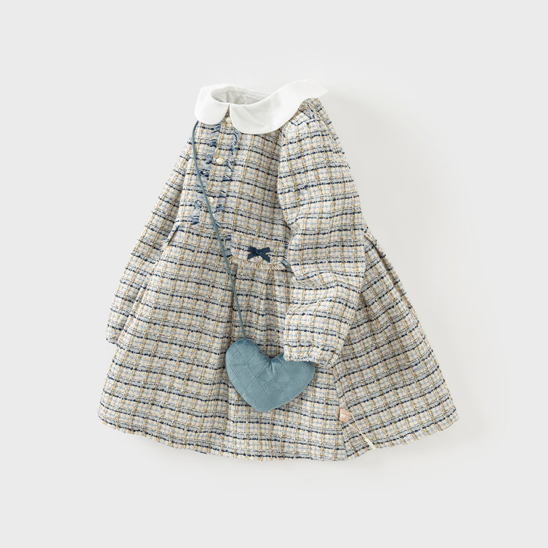 Dave&Bella Toddler Girls Elegance Grey Blue A-line Party Dress(wallet bag)