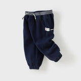 Dave&Bella Boys Toddler Casual Sport Navy Blue Drawstring Joggers Pants