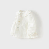 Dave&Bella Toddler Girls Cotton Doll Collar Elegance White Shirts